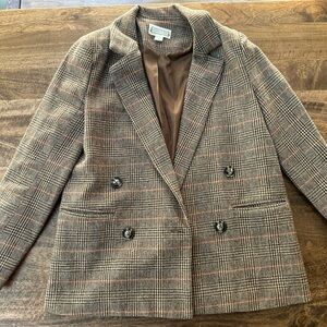 Love Riche Classic Plaid Blazer - Brown and Black